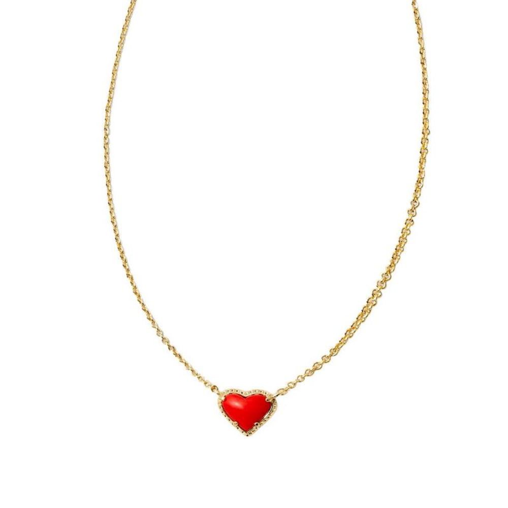 Kendra Scott Anna Magnesite 14K Gold Over Brass Pendant Necklace Red - Open Box
